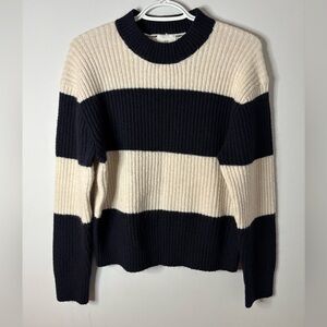 H&M Ribbed Sweater with Navy and Cream Stripes